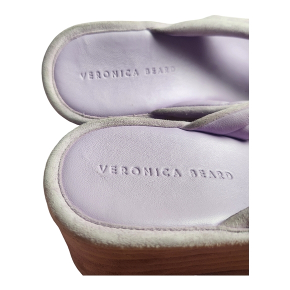 Veronica Beard Geno Lavender Suede Platform Sandals 90's Inspired Wedge Sz 10.5 - Picture 6 of 9